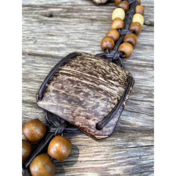 Vintage wood Bead Tie Hippy Boho Festival Belt - Picture 3 of 13